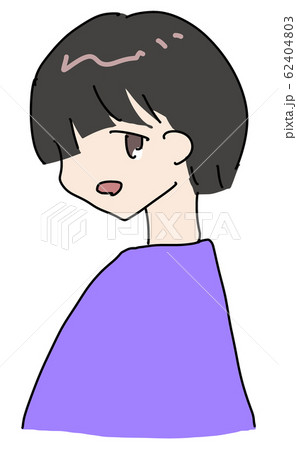 女の子 子供 おかっぱ 横顔のイラスト素材