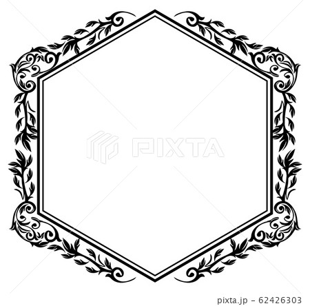 装飾枠 白黒 フレーム 囲み枠のイラスト素材