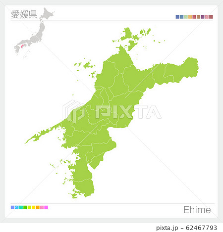 日本地図 日本列島 愛媛県 イラスト素材の写真素材