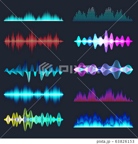 音声 波形 音 音響のイラスト素材