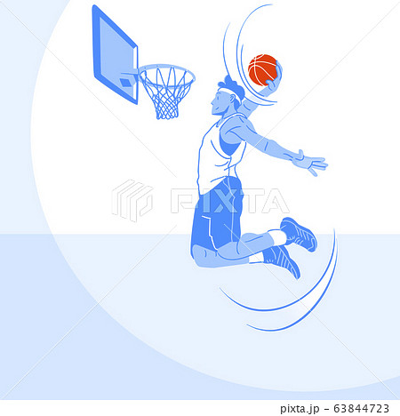 バスケットボール バスケ ダンクシュート 選手のイラスト素材