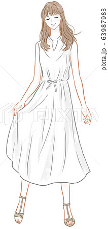 ワンピース 女性のイラスト素材