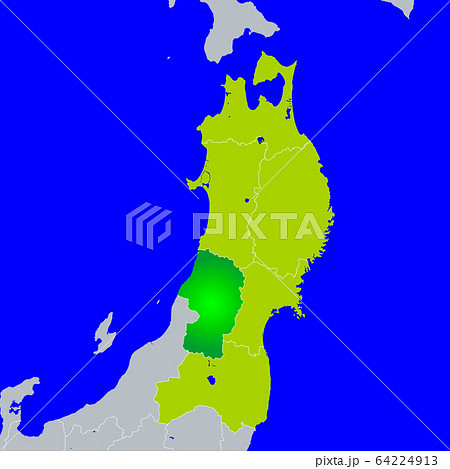 山形県地図のイラスト素材