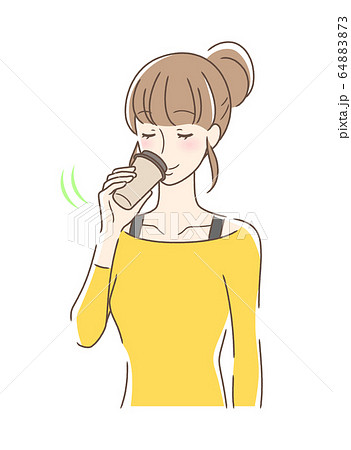 飲む コーヒー 女性 女の子のイラスト素材