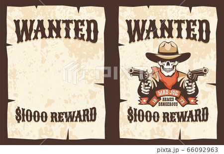 西部劇 Wanted 思った ポスターのイラスト素材