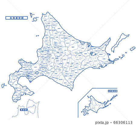 北海道地図のイラスト素材集 ピクスタ