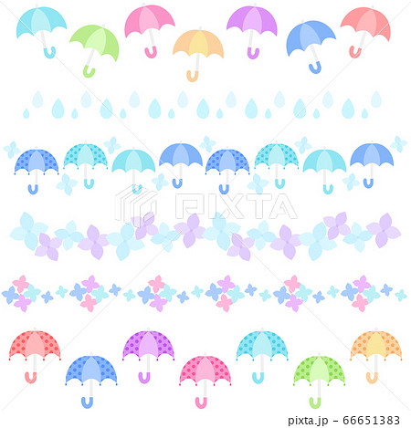 傘 ライン セット 雨のイラスト素材