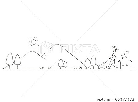 ベクター モノクロ 山 シンプルのイラスト素材