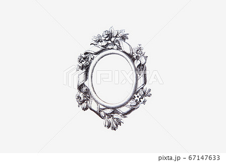 アンティークミラーのイラスト素材