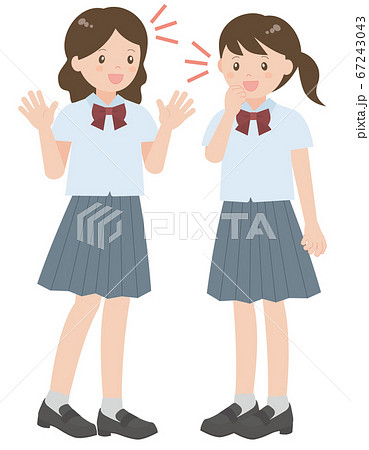 友達 中学生 笑顔 会話のイラスト素材
