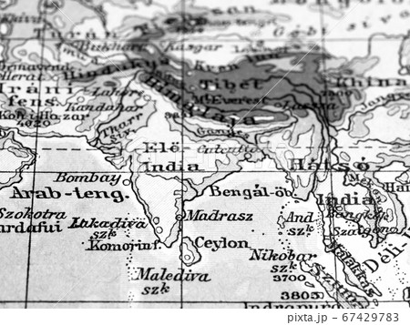 世界地図 インド インド洋 地図の写真素材