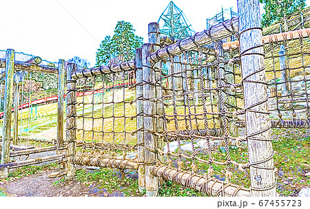 子供 公園 アスレチック 遊ぶのイラスト素材