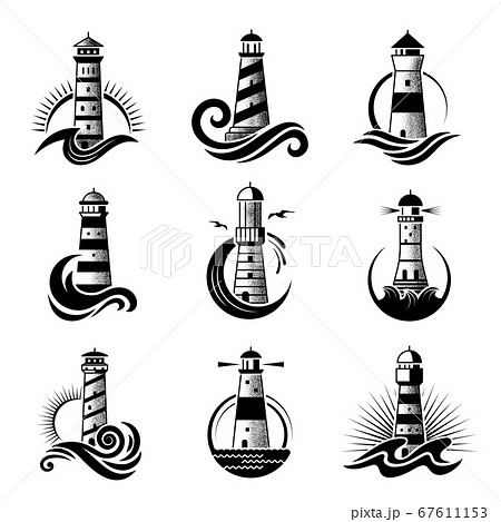 灯台シルエットのイラスト素材 灯台シルエットのイラスト素材
