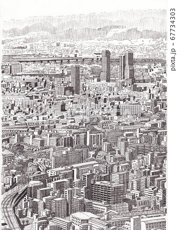 都市 都会 風景 ペン画のイラスト素材 - PIXTA