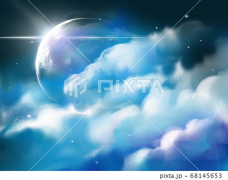 星空と幻想的な宇宙のファンタジー背景のイラスト素材