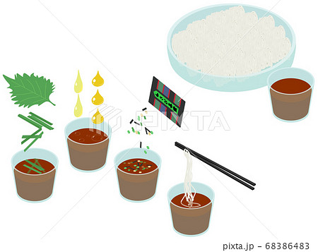 そうめん 流しそうめん のイラスト素材集 ピクスタ