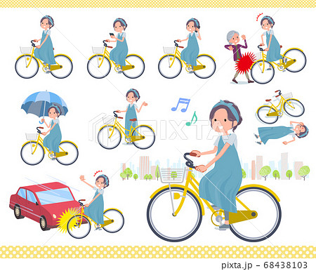 女性 人物 妊婦 自転車のイラスト素材