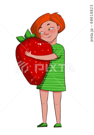 いちご イチゴ 苺 女の子のイラスト素材
