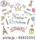 手描き 誕生日 かわいいバースデーカードのイラスト素材 6084