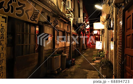 路地裏の猫 夜 猫の写真素材