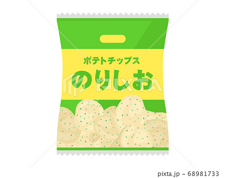 のり塩ポテトチップスのイラストのイラスト素材