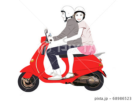 二人乗り カップル バイクの写真素材 Pixta