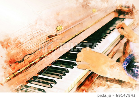 水彩画 水彩 ピアノ 演奏のイラスト素材 - PIXTA