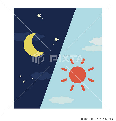 月と太陽のイラスト素材