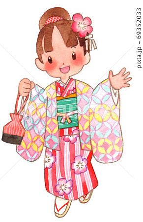 女の子 子供 女性 昭和のイラスト素材