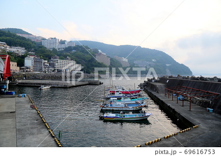 熱海 伊豆山 伊豆山港 港の写真素材