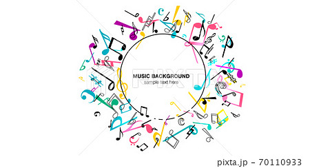 音符音楽ミュージック背景ベクターイラストポップなカラフルアブストラクトのイラスト素材