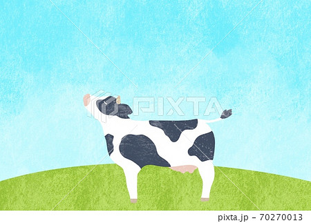 北海道 牧場 家畜 牛のイラスト素材