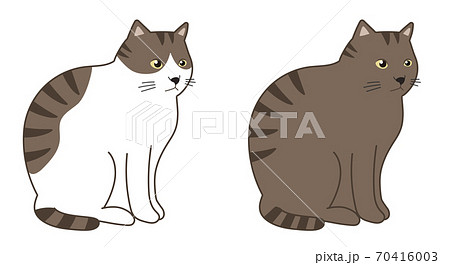 猫 ネコ 座る 横向きのイラスト素材