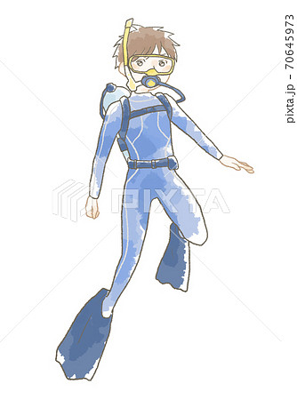 スキューバダイビングのイラスト素材