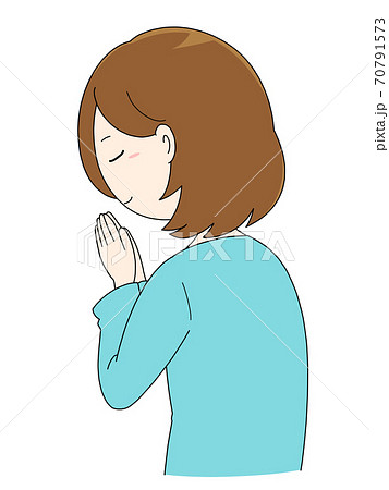 女性 祈る 願い 手のイラスト素材