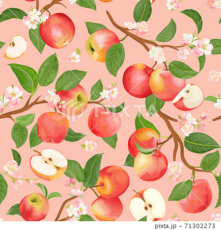 赤りんご りんご 模様 壁紙のイラスト素材