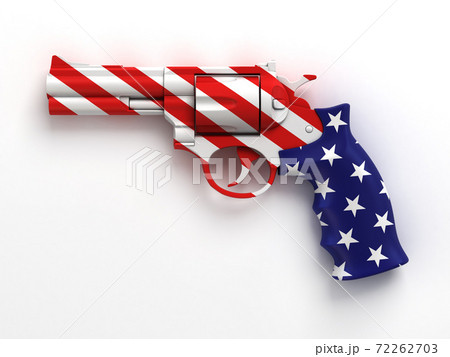 拳銃 ピストル リボン 旗のイラスト素材