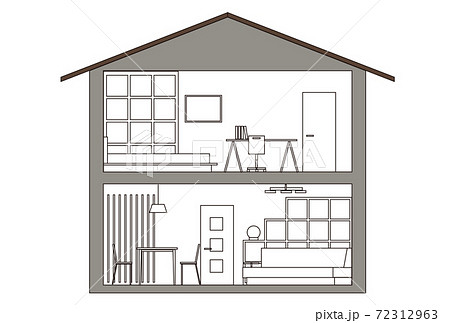 断面図 断面 住宅 家のイラスト素材