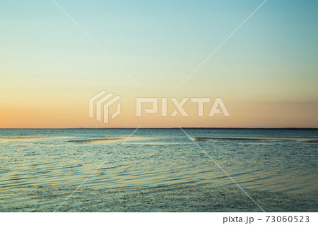サロマ湖の夕日の写真素材