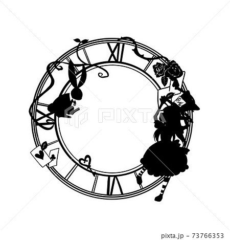 ウサギ イラスト 不思議の国のアリス 時計の写真素材