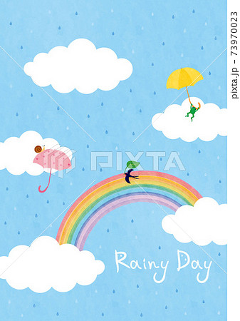 イラスト 楽しい 可愛い 雨のイラスト素材