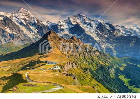 Amazing Mountain Ridge View From The Mannlichen Station