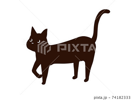 黒猫 歩く 猫 動物のイラスト素材