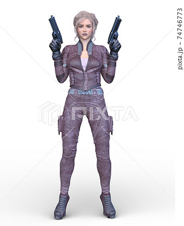 ポーズ 女性 人物 銃のイラスト素材