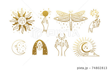 月 顔 マーク 三日月のイラスト素材