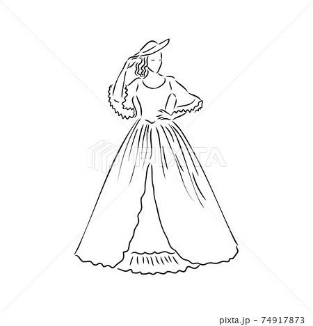 女性 女の子 お姫様 ドレス イラストの写真素材
