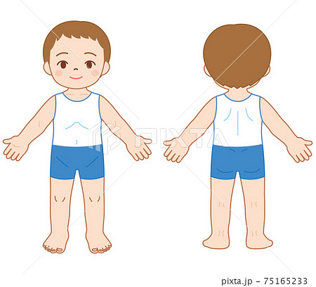 人物 子供 後ろ姿 幼稚園児のイラスト素材
