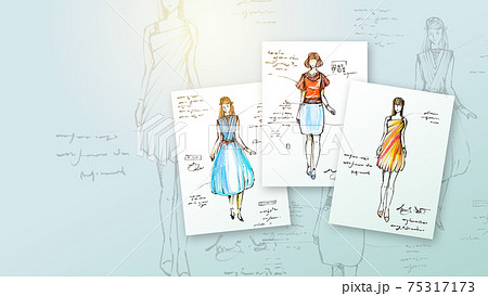 ファッション デザイン画 女性 ・アパレルのイラスト素材 - PIXTA