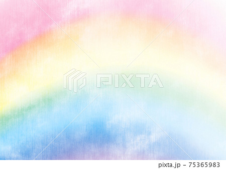 にじみ 虹色 水彩画 水彩の写真素材