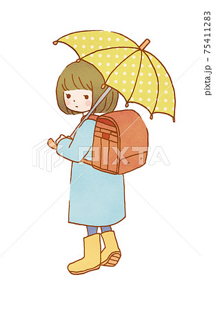 傘をさす人のイラスト素材